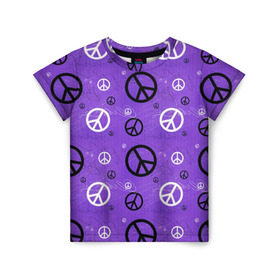 Детская футболка 3D с принтом Peace в Санкт-Петербурге, 100% гипоаллергенный полиэфир | прямой крой, круглый вырез горловины, длина до линии бедер, чуть спущенное плечо, ткань немного тянется | abstract | hippie | hipster | swag | tie dye | абстракция | свэг | текстура | хиппи | хипстер