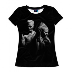 Женская футболка 3D с принтом Two в Санкт-Петербурге, 100% полиэфир ( синтетическое хлопкоподобное полотно) | прямой крой, круглый вырез горловины, длина до линии бедер | die antwoord