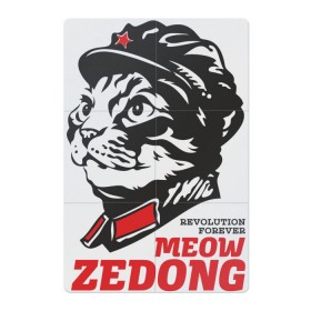 Магнитный плакат 2Х3 с принтом Meow Zedong Revolution forever в Санкт-Петербурге, Полимерный материал с магнитным слоем | 6 деталей размером 9*9 см | кот революция