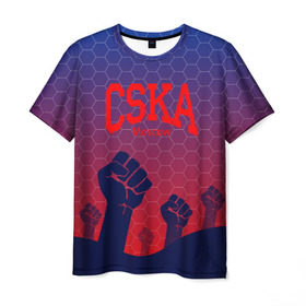 Мужская футболка 3D с принтом CSKA Msk в Санкт-Петербурге, 100% полиэфир | прямой крой, круглый вырез горловины, длина до линии бедер | moscow | москва | цска