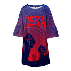 Детское платье 3D с принтом CSKA Msk в Санкт-Петербурге, 100% полиэстер | прямой силуэт, чуть расширенный к низу. Круглая горловина, на рукавах — воланы | Тематика изображения на принте: moscow | москва | цска