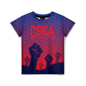 Детская футболка 3D с принтом CSKA Msk в Санкт-Петербурге, 100% гипоаллергенный полиэфир | прямой крой, круглый вырез горловины, длина до линии бедер, чуть спущенное плечо, ткань немного тянется | moscow | москва | цска