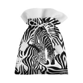 Подарочный 3D мешок с принтом Зебра в Санкт-Петербурге, 100% полиэстер | Размер: 29*39 см | Тематика изображения на принте: дикое | животное | зебра | камуфляж | лошадь | маскировка | полосы | текстура | фон | черно белые