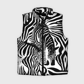 Женский жилет утепленный 3D с принтом Зебра в Санкт-Петербурге,  |  | дикое | животное | зебра | камуфляж | лошадь | маскировка | полосы | текстура | фон | черно белые