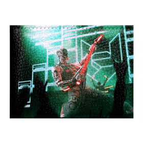 Обложка для студенческого билета с принтом Rocker Robot в Санкт-Петербурге, натуральная кожа | Размер: 11*8 см; Печать на всей внешней стороне | Тематика изображения на принте: rock | гитара | музыка | робот | рок