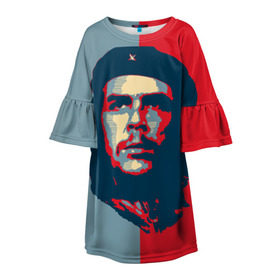 Детское платье 3D с принтом Che Guevara в Санкт-Петербурге, 100% полиэстер | прямой силуэт, чуть расширенный к низу. Круглая горловина, на рукавах — воланы | Тематика изображения на принте: че гевара