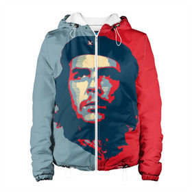 Женская куртка 3D с принтом Che Guevara в Санкт-Петербурге, ткань верха — 100% полиэстер, подклад — флис | прямой крой, подол и капюшон оформлены резинкой с фиксаторами, два кармана без застежек по бокам, один большой потайной карман на груди. Карман на груди застегивается на липучку | че гевара