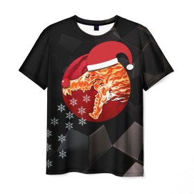 Мужская футболка 3D с принтом Новогодний cs:go вой в Санкт-Петербурге, 100% полиэфир | прямой крой, круглый вырез горловины, длина до линии бедер | counter | csgo | howl | strike | вой | кс го | ксго | скин