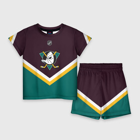 Детский костюм с шортами 3D с принтом Anaheim Ducks в Санкт-Петербурге,  |  | america | canada | hockey | nhl | usa | америка | канада | лед | нхл | сша | хоккей