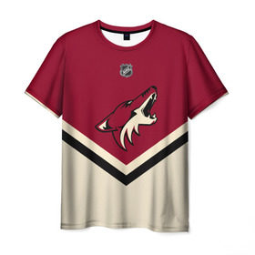 Мужская футболка 3D с принтом Arizona Coyotes в Санкт-Петербурге, 100% полиэфир | прямой крой, круглый вырез горловины, длина до линии бедер | Тематика изображения на принте: america | canada | hockey | nhl | usa | америка | аризона | канада | койотис | лед | нхл | сша | хоккей