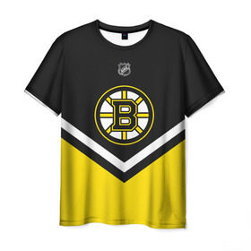 Мужская футболка 3D с принтом Boston Bruins в Санкт-Петербурге, 100% полиэфир | прямой крой, круглый вырез горловины, длина до линии бедер | america | canada | hockey | nhl | usa | америка | бостон | брюинз | канада | лед | нхл | сша | хоккей