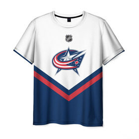 Мужская футболка 3D с принтом Columbus Blue Jackets в Санкт-Петербурге, 100% полиэфир | прямой крой, круглый вырез горловины, длина до линии бедер | america | canada | hockey | nhl | usa | америка | блю | джекетс | канада | коламбус | лед | нхл | сша | хоккей