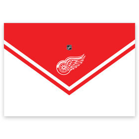 Поздравительная открытка с принтом Detroit Red Wings в Санкт-Петербурге, 100% бумага | плотность бумаги 280 г/м2, матовая, на обратной стороне линовка и место для марки
 | america | canada | hockey | nhl | usa | америка | детройт | канада | лед | нхл | ред | сша | уингз | хоккей