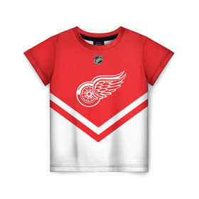 Детская футболка 3D с принтом Detroit Red Wings в Санкт-Петербурге, 100% гипоаллергенный полиэфир | прямой крой, круглый вырез горловины, длина до линии бедер, чуть спущенное плечо, ткань немного тянется | america | canada | hockey | nhl | usa | америка | детройт | канада | лед | нхл | ред | сша | уингз | хоккей