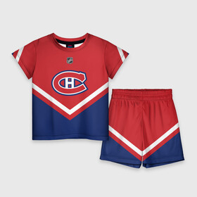 Детский костюм с шортами 3D с принтом Montreal Canadiens в Санкт-Петербурге,  |  | america | canada | hockey | nhl | usa | америка | канада | канадиенс | лед | монреаль | нхл | сша | хоккей