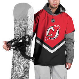 Накидка на куртку 3D с принтом New Jersey Devils в Санкт-Петербурге, 100% полиэстер |  | america | canada | hockey | nhl | usa | америка | девилз | джерси | канада | лед | нхл | нью | сша | хоккей