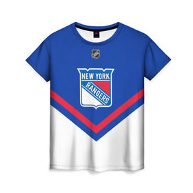 Женская футболка 3D с принтом New York Rangers в Санкт-Петербурге, 100% полиэфир ( синтетическое хлопкоподобное полотно) | прямой крой, круглый вырез горловины, длина до линии бедер | america | canada | hockey | nhl | usa | америка | канада | лед | нхл | нью йорк | рейнджерс | сша | хоккей