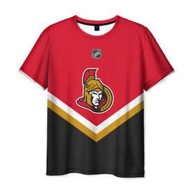 Мужская футболка 3D с принтом Ottawa Senators в Санкт-Петербурге, 100% полиэфир | прямой крой, круглый вырез горловины, длина до линии бедер | america | canada | hockey | nhl | usa | америка | канада | лед | нхл | оттава | сенаторз | сша | хоккей
