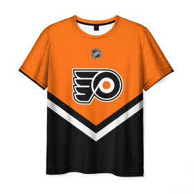 Мужская футболка 3D с принтом Philadelphia Flyers в Санкт-Петербурге, 100% полиэфир | прямой крой, круглый вырез горловины, длина до линии бедер | america | canada | hockey | nhl | usa | америка | канада | лед | нхл | сша | филадельфия | флайерз | хоккей
