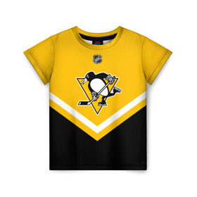 Детская футболка 3D с принтом Pittsburgh Penguins в Санкт-Петербурге, 100% гипоаллергенный полиэфир | прямой крой, круглый вырез горловины, длина до линии бедер, чуть спущенное плечо, ткань немного тянется | america | canada | hockey | nhl | usa | америка | канада | лед | нхл | пингвинз | питтсбург | сша | хоккей