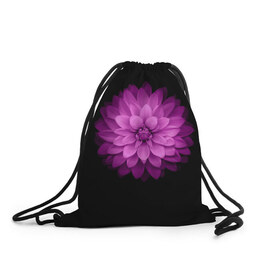 Рюкзак-мешок 3D с принтом Violet в Санкт-Петербурге, 100% полиэстер | плотность ткани — 200 г/м2, размер — 35 х 45 см; лямки — толстые шнурки, застежка на шнуровке, без карманов и подкладки | лепестки | прикольные картинки | фиолетовый | цветочки | цветы