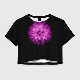 Женская футболка 3D укороченная с принтом Violet в Санкт-Петербурге, 100% полиэстер | круглая горловина, длина футболки до линии талии, рукава с отворотами | лепестки | прикольные картинки | фиолетовый | цветочки | цветы