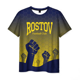 Мужская футболка 3D с принтом Rostov Football club в Санкт-Петербурге, 100% полиэфир | прямой крой, круглый вырез горловины, длина до линии бедер | дону | на | ростов | ростов на дону