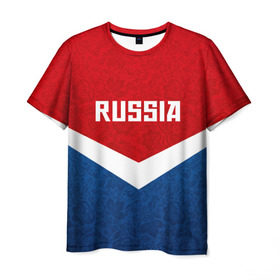 Мужская футболка 3D с принтом Russia Team в Санкт-Петербурге, 100% полиэфир | прямой крой, круглый вырез горловины, длина до линии бедер | cup | football | russia | олипм | россия | русская | русский | футбол | хохлома