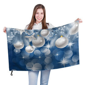 Флаг 3D с принтом Новогодний узор в Санкт-Петербурге, 100% полиэстер | плотность ткани — 95 г/м2, размер — 67 х 109 см. Принт наносится с одной стороны | happy new year | блеск | ёлка | зима | игрушки. праздник | конфетти | новый год | подарки | снег