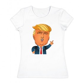 Женская футболка хлопок с принтом Трамп 2 в Санкт-Петербурге, 100% хлопок | прямой крой, круглый вырез горловины, длина до линии бедер, слегка спущенное плечо | 