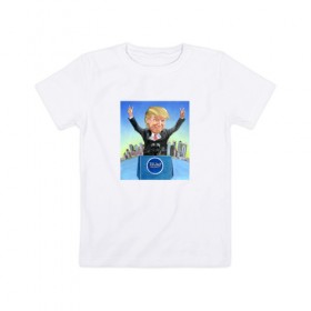 Детская футболка хлопок с принтом Трамп 3 в Санкт-Петербурге, 100% хлопок | круглый вырез горловины, полуприлегающий силуэт, длина до линии бедер | america | donald | trump | usa | америка | дональд | трамп