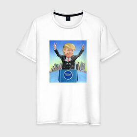 Мужская футболка хлопок с принтом Трамп 3 в Санкт-Петербурге, 100% хлопок | прямой крой, круглый вырез горловины, длина до линии бедер, слегка спущенное плечо. | america | donald | trump | usa | америка | дональд | трамп