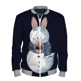 Мужской бомбер 3D с принтом Снэпчат кролик в Санкт-Петербурге, 100% полиэстер | застегивается на молнию, по бокам два кармана без застежек, по низу бомбера и на воротнике - эластичная резинка | snapchat | радуга | снеговик | снэпчат | уши | фильтр | язык