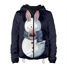 Женская куртка 3D с принтом Снэпчат кролик в Санкт-Петербурге, ткань верха — 100% полиэстер, подклад — флис | прямой крой, подол и капюшон оформлены резинкой с фиксаторами, два кармана без застежек по бокам, один большой потайной карман на груди. Карман на груди застегивается на липучку | snapchat | радуга | снеговик | снэпчат | уши | фильтр | язык