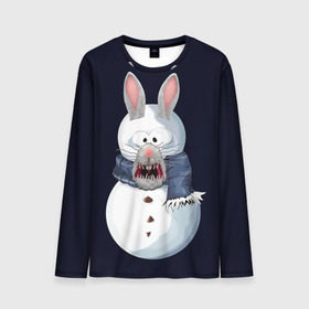 Мужской лонгслив 3D с принтом Снэпчат кролик в Санкт-Петербурге, 100% полиэстер | длинные рукава, круглый вырез горловины, полуприлегающий силуэт | snapchat | радуга | снеговик | снэпчат | уши | фильтр | язык