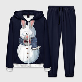 Мужской костюм 3D с принтом Снэпчат кролик в Санкт-Петербурге, 100% полиэстер | Манжеты и пояс оформлены тканевой резинкой, двухслойный капюшон со шнурком для регулировки, карманы спереди | snapchat | радуга | снеговик | снэпчат | уши | фильтр | язык