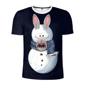 Мужская футболка 3D спортивная с принтом Снэпчат кролик в Санкт-Петербурге, 100% полиэстер с улучшенными характеристиками | приталенный силуэт, круглая горловина, широкие плечи, сужается к линии бедра | snapchat | радуга | снеговик | снэпчат | уши | фильтр | язык