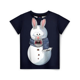 Детская футболка 3D с принтом Снэпчат кролик в Санкт-Петербурге, 100% гипоаллергенный полиэфир | прямой крой, круглый вырез горловины, длина до линии бедер, чуть спущенное плечо, ткань немного тянется | snapchat | радуга | снеговик | снэпчат | уши | фильтр | язык
