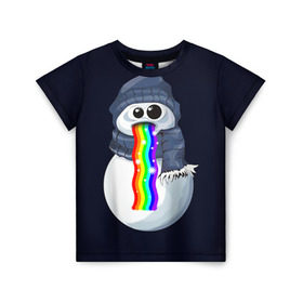 Детская футболка 3D с принтом Снэпчат радуга в Санкт-Петербурге, 100% гипоаллергенный полиэфир | прямой крой, круглый вырез горловины, длина до линии бедер, чуть спущенное плечо, ткань немного тянется | snapchat | радуга | снеговик | снэпчат | уши | фильтр | язык
