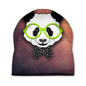 Шапка 3D с принтом Панда в очках в Санкт-Петербурге, 100% полиэстер | универсальный размер, печать по всей поверхности изделия | модные животные | панда | панда в очках | прикольные картинки