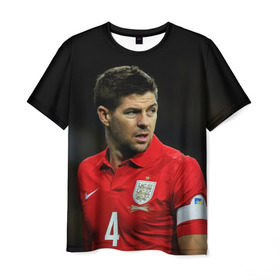 Мужская футболка 3D с принтом Steven Gerrard в Санкт-Петербурге, 100% полиэфир | прямой крой, круглый вырез горловины, длина до линии бедер | england national team | premier league | steven gerrard | англия | ливерпуль | стивен джеррард | футбол