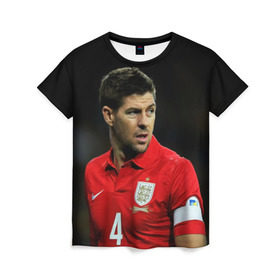 Женская футболка 3D с принтом Steven Gerrard в Санкт-Петербурге, 100% полиэфир ( синтетическое хлопкоподобное полотно) | прямой крой, круглый вырез горловины, длина до линии бедер | england national team | premier league | steven gerrard | англия | ливерпуль | стивен джеррард | футбол