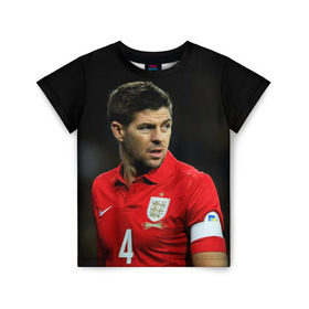 Детская футболка 3D с принтом Steven Gerrard в Санкт-Петербурге, 100% гипоаллергенный полиэфир | прямой крой, круглый вырез горловины, длина до линии бедер, чуть спущенное плечо, ткань немного тянется | england national team | premier league | steven gerrard | англия | ливерпуль | стивен джеррард | футбол
