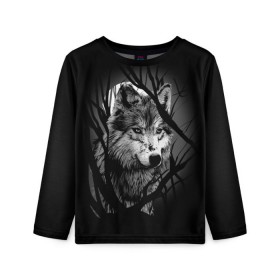 Детский лонгслив 3D с принтом Серый волк в Санкт-Петербурге, 100% полиэстер | длинные рукава, круглый вырез горловины, полуприлегающий силуэт
 | animal | beast | grey | roar | wolf | волк | животное | зверь | рык | серый