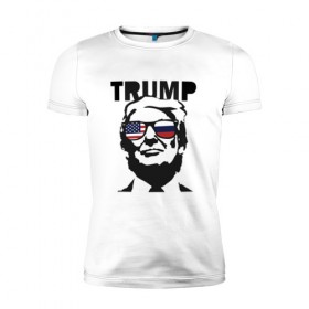 Мужская футболка премиум с принтом Дональд Трамп в Санкт-Петербурге, 92% хлопок, 8% лайкра | приталенный силуэт, круглый вырез ворота, длина до линии бедра, короткий рукав | 