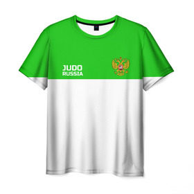 Мужская футболка 3D с принтом Дзюдо в Санкт-Петербурге, 100% полиэфир | прямой крой, круглый вырез горловины, длина до линии бедер | Тематика изображения на принте: judo | дзюдо | единоборства | россия | спорт | федерация