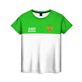 Женская футболка 3D с принтом Дзюдо в Санкт-Петербурге, 100% полиэфир ( синтетическое хлопкоподобное полотно) | прямой крой, круглый вырез горловины, длина до линии бедер | judo | дзюдо | единоборства | россия | спорт | федерация