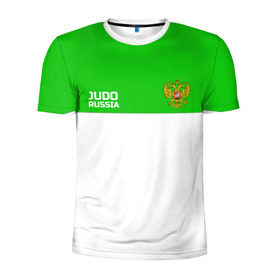 Мужская футболка 3D спортивная с принтом Дзюдо в Санкт-Петербурге, 100% полиэстер с улучшенными характеристиками | приталенный силуэт, круглая горловина, широкие плечи, сужается к линии бедра | Тематика изображения на принте: judo | дзюдо | единоборства | россия | спорт | федерация