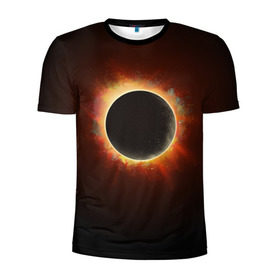 Мужская футболка 3D спортивная с принтом Солнечное затмение в Санкт-Петербурге, 100% полиэстер с улучшенными характеристиками | приталенный силуэт, круглая горловина, широкие плечи, сужается к линии бедра | Тематика изображения на принте: eclipse | moon | planet | solar | space | star | sun | затмение | звезда | космос | луна | планета | солнце
