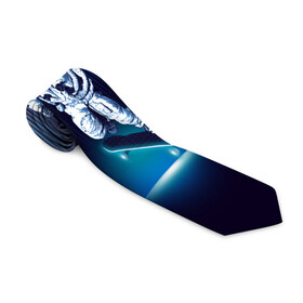 Галстук 3D с принтом Космический скейтбордист в Санкт-Петербурге, 100% полиэстер | Длина 148 см; Плотность 150-180 г/м2 | 